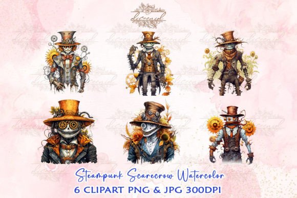 Download Steampunk Scarecrow Watercolor Clipart - Scarecrow watercolor clipart Collection