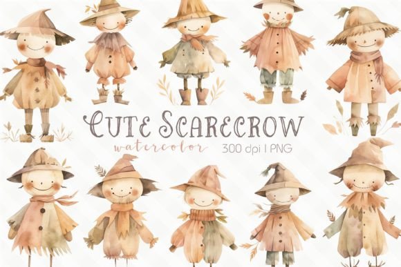 Download Cute Scarecrow Watercolor Clipart - Scarecrow watercolor clipart Collection
