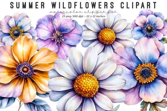 Download Watercolor Summer Wildflowers Clipart - Wildflowers clipart Collection