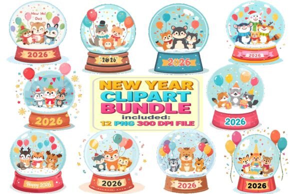 Download New Year 2026 Cute Animals Snow Globe Cl - Premium Bundle