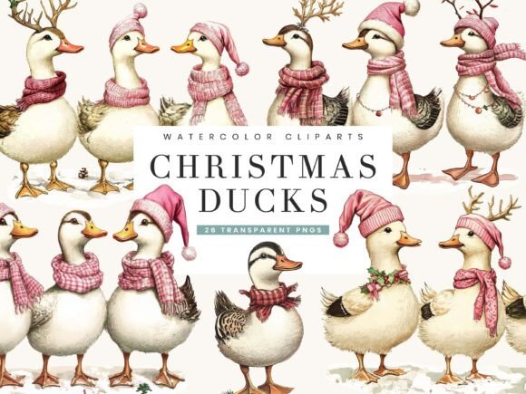 Download Christmas Ducks Clipart Bundle - Duck Collection