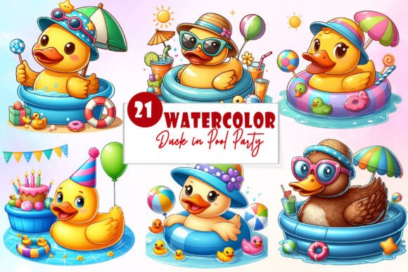 Download Duck in Pool Party Clipart Bundle - Duck Collection
