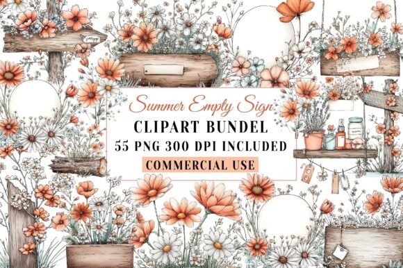 Download Summer Empty Sign &amp; Wildflowers Clipart - Wildflowers clipart Collection