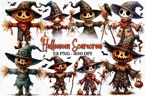 Download Halloween Scarecrow Watercolor Clipart - Premium Resources