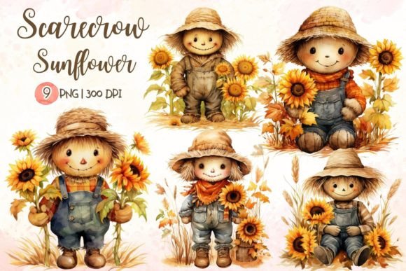 Download Scarecrow Sunflower Watercolor Clipart - Premium Resources