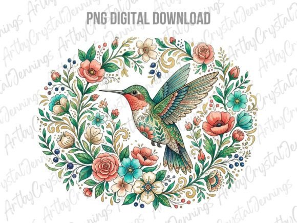 Download Floral Folk Art Hummingbird PNG - Hummingbird png Collection