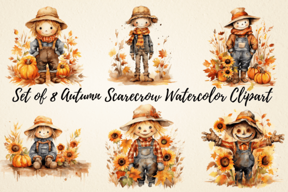 Download Autumn Scarecrow Watercolor Clipart - Scarecrow watercolor clipart Collection