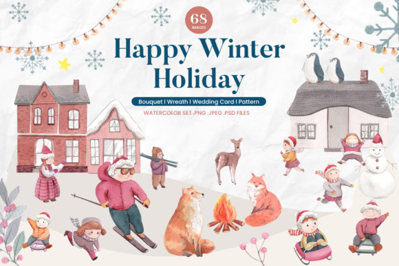 Download Happy Winter Holiday Watercolor - Premium Bundle