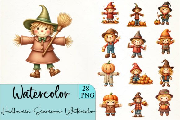 Download Halloween Scarecrow Watercolor Clipart - Scarecrow watercolor clipart Collection