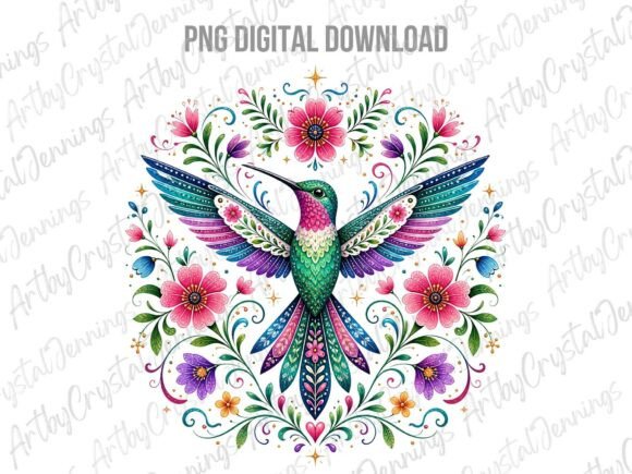 Download Colorful Folk Art Hummingbird PNG - Hummingbird png Collection