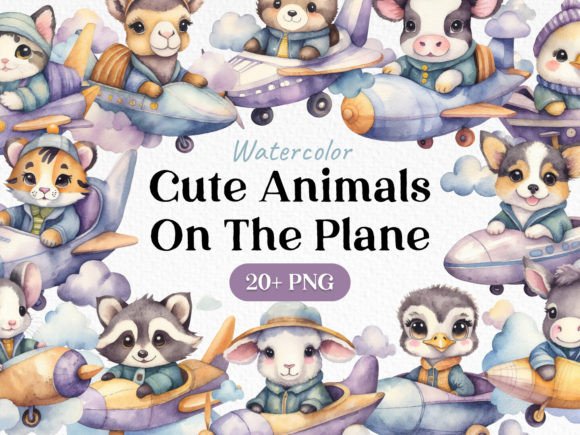 Download Bundle Animal Airplane Clipart PNG - Airplane clipart Collection